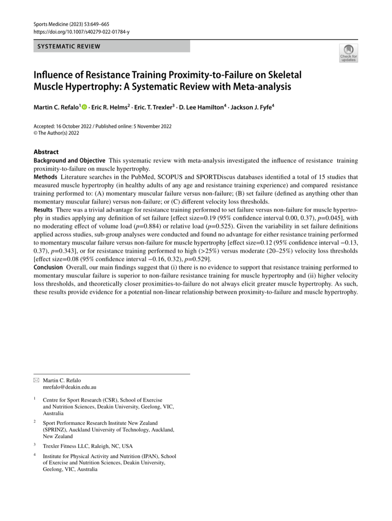 Cover of Influence of Resistance Training Proximity-to-Failure on Skeletal Muscle Hypertrophy: A Systematic Review with Meta-analysis